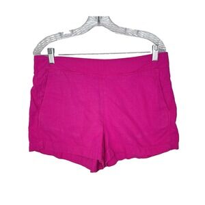 GAP Fushcia Pink Linen Blend Coastal Beach Comfy Relaxed Boho Short Size LARGE‎